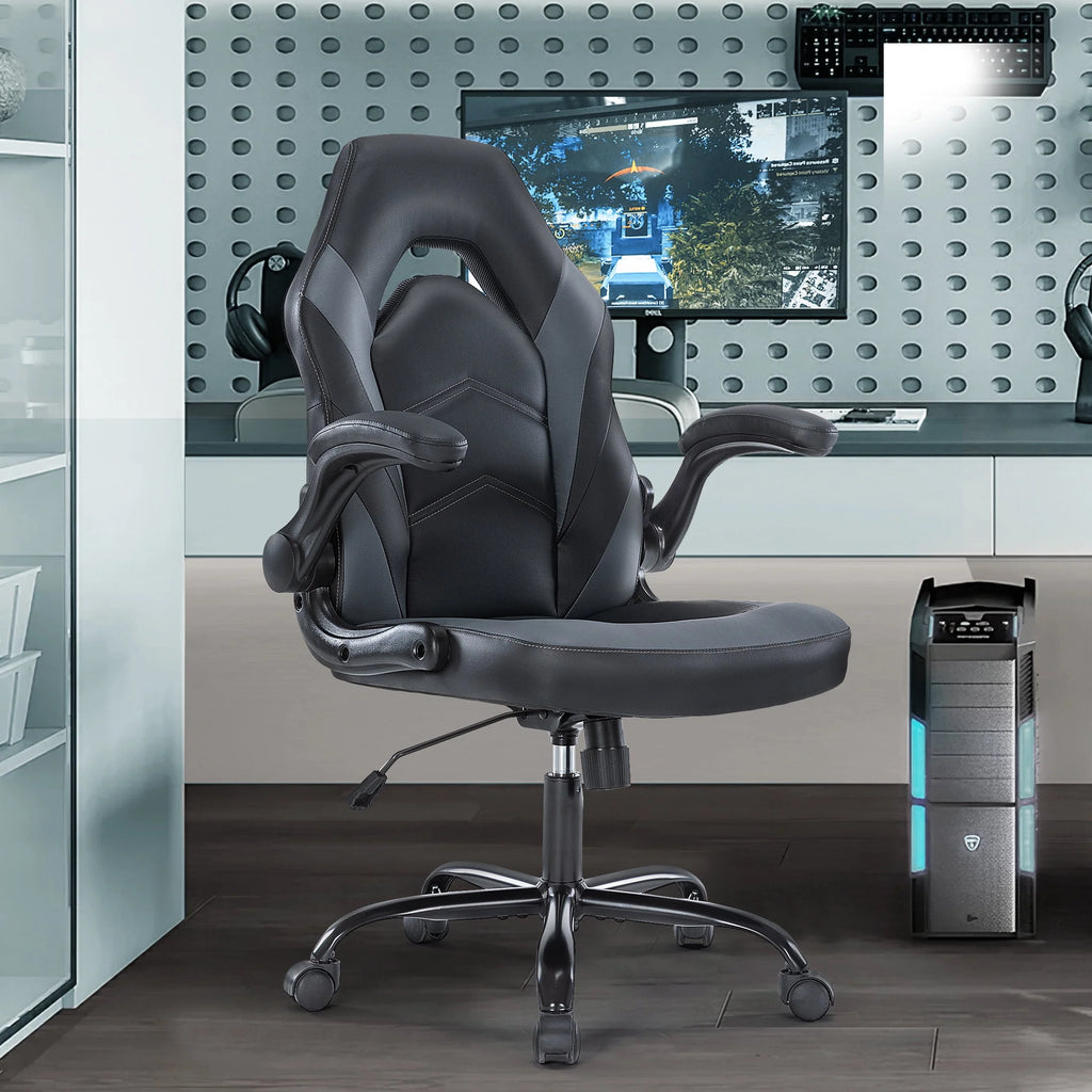 Black and White Ergonomic Office Chair with Lumbar Support Z966626