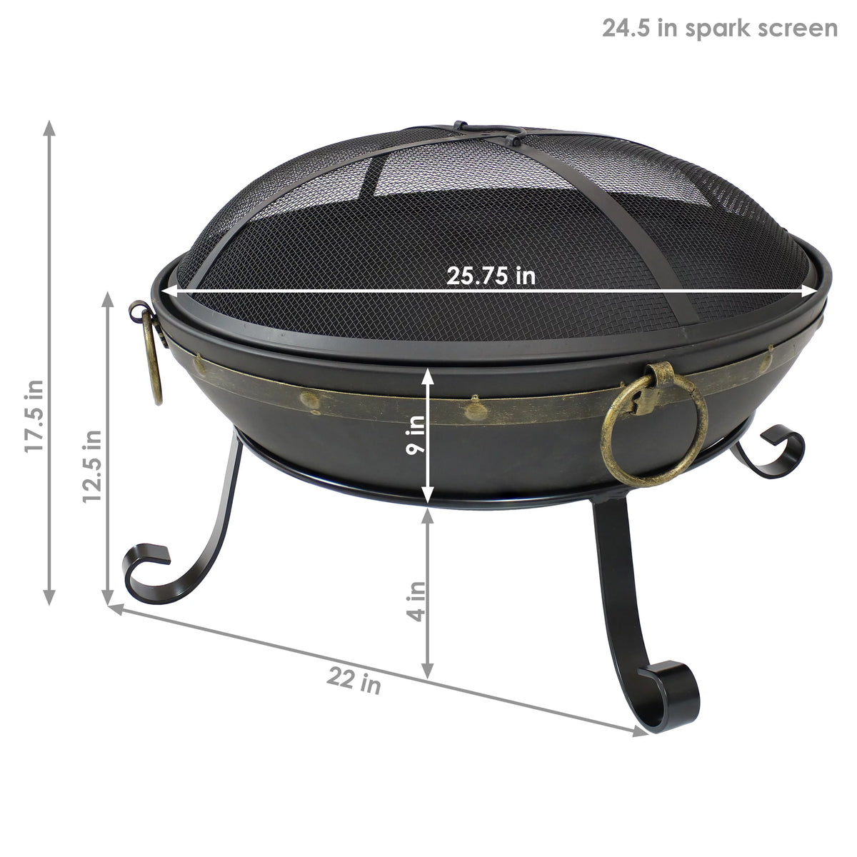 Steel Fire Bowl and Spark Screen - 25" A69290