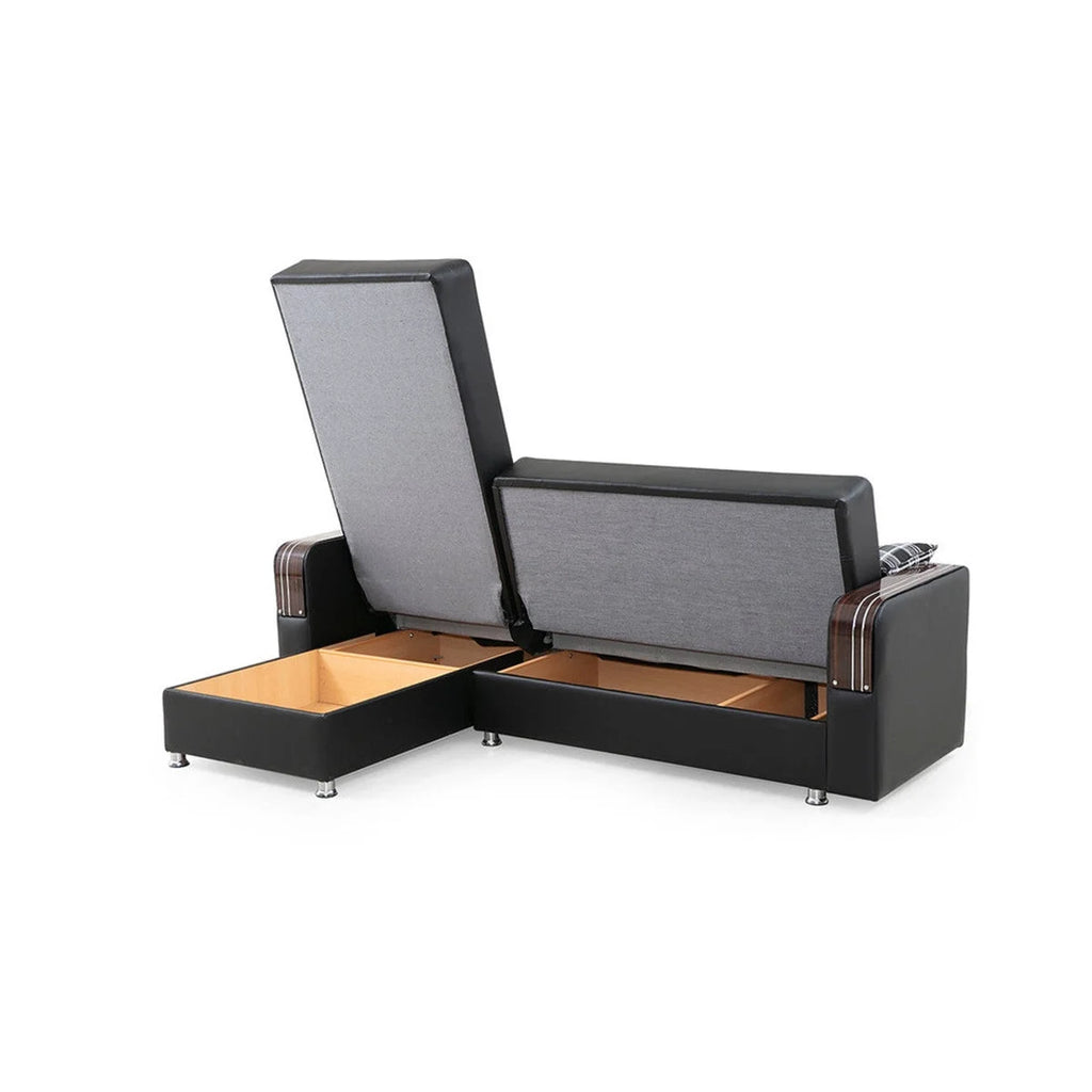 Black Reversible Sectional Sofa F678