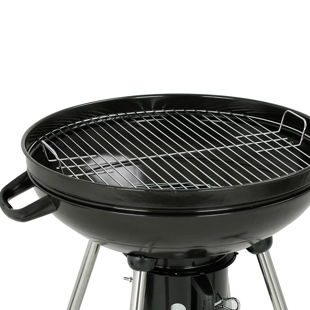 22" Round Portable Charcoal Kettle Grill with 2 Wheels, Black Z2661