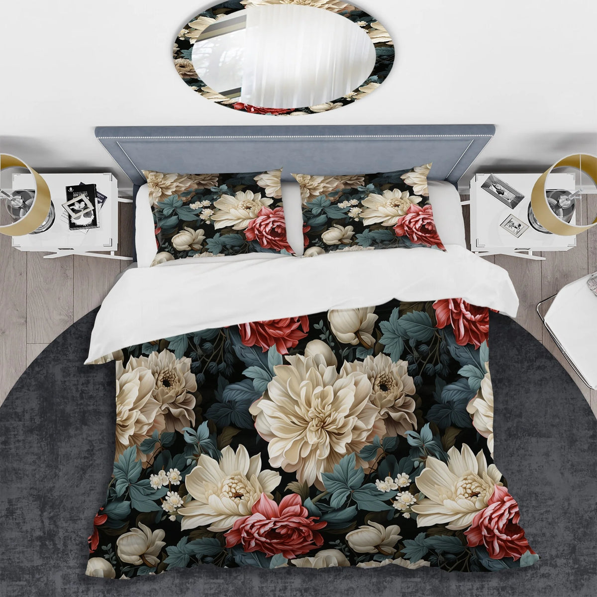 Floral Bedding Cover Set with 2 Shams X889