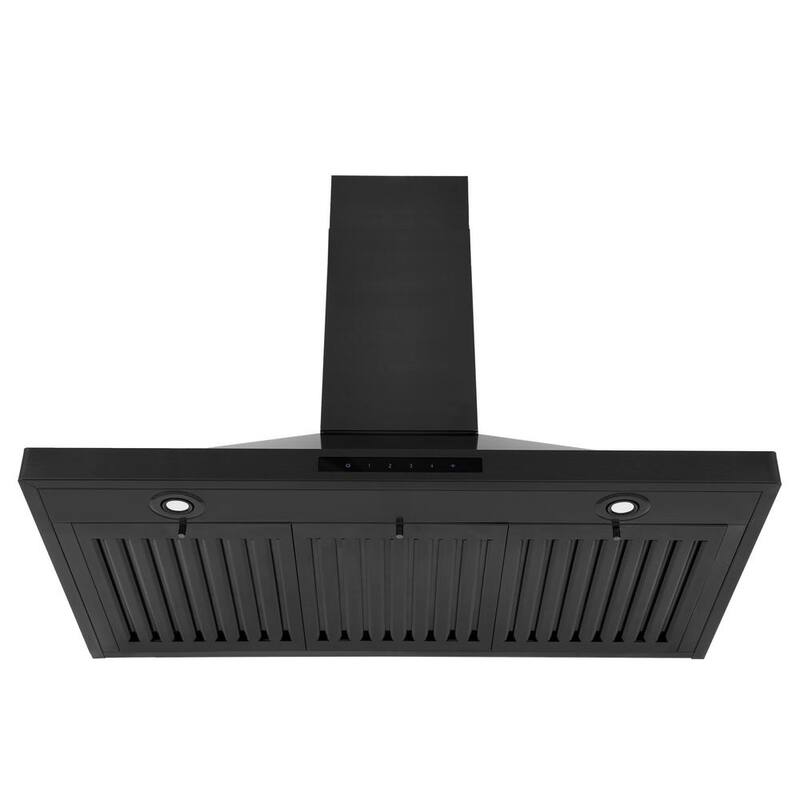 36 in. 400 CFM Ducted Wall Mount Range Hood in Black Stainless Steel N73181