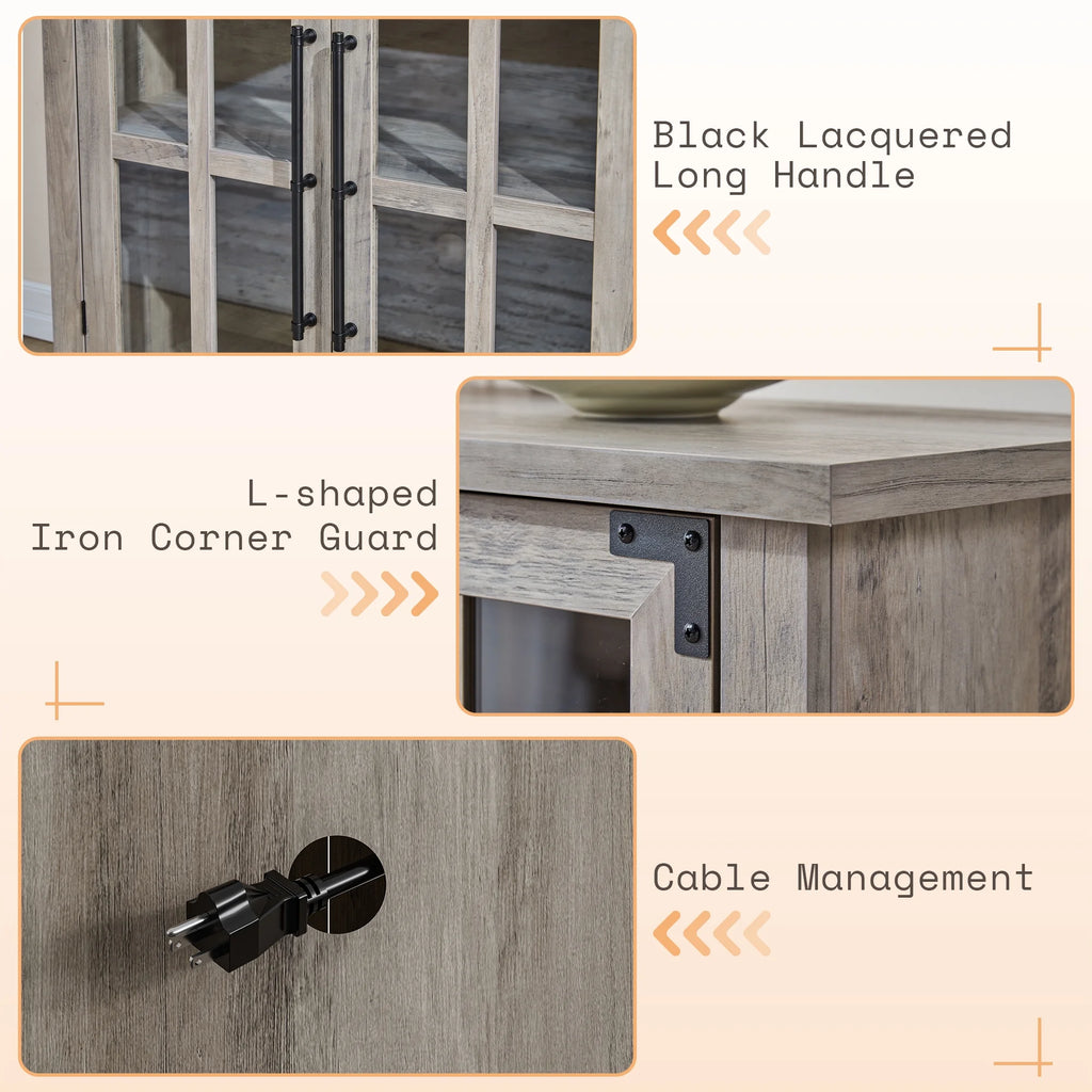 63" Rustic Grey Buffet Sideboard Cabinet with Storage I33028