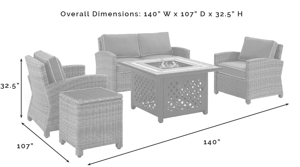 5-Piece Wicker Outdoor Loveseat Patio Furniture Set with Fire Pit Table N7140