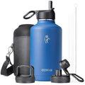 64 oz Insulated Stainless Steel Water Bottle with Straw & 3 Lids J2952