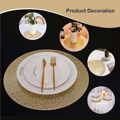 Round Gold Vinyl Placemats Set of 12 T495