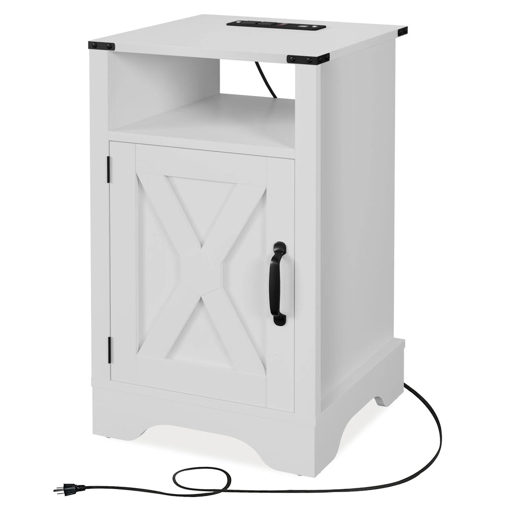 White Farmhouse Nightstand Side Table (2 Sets) I49956