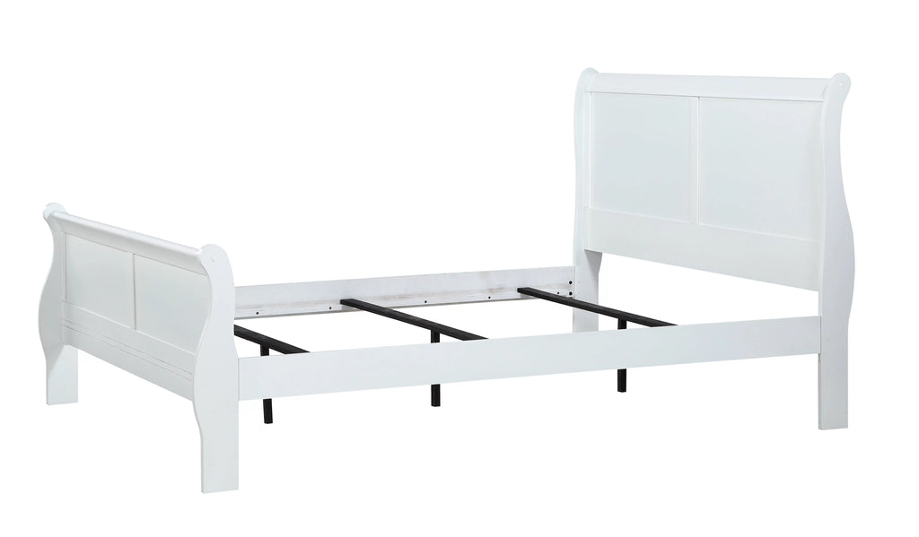 White Full Size Panel Sleigh Bed Solid Wood Z854417