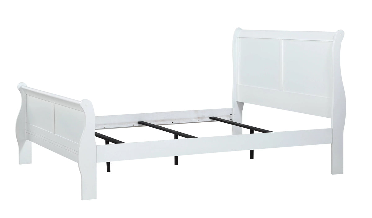 White Full Size Panel Sleigh Bed Solid Wood Z854417