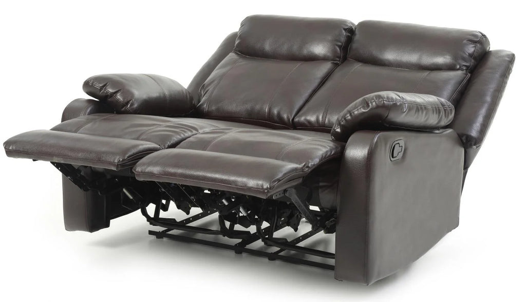 Dark Brown Faux Leather Double Reclining Loveseat L140897