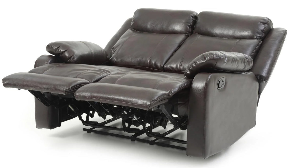 Dark Brown Faux Leather Double Reclining Loveseat L140897