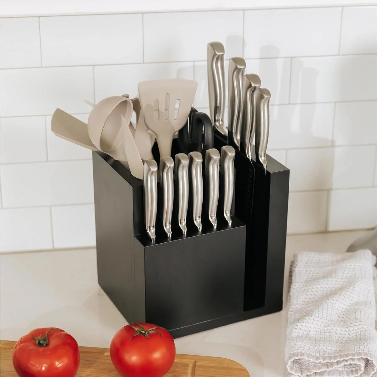 Bamboo Magnetic Knife Block and Cooking Utensil Holder F45724