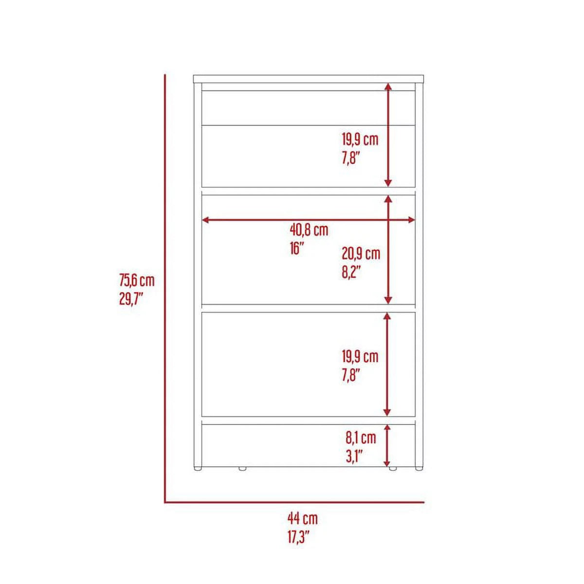 Modern Wood Linen Cabinet with 4-Shelf in Light Oak/White L5279