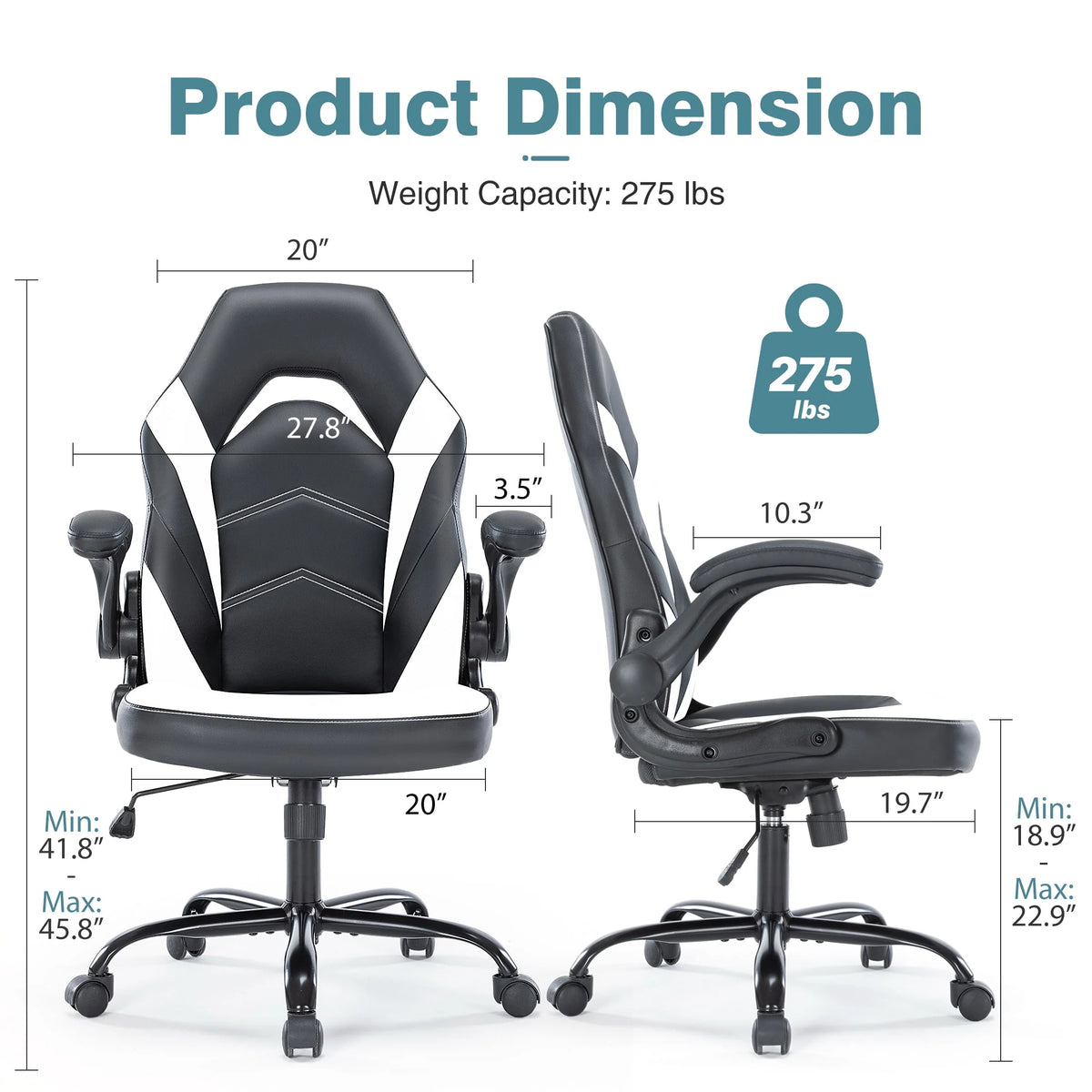 Black and White Ergonomic Office Chair with Lumbar Support Z966626