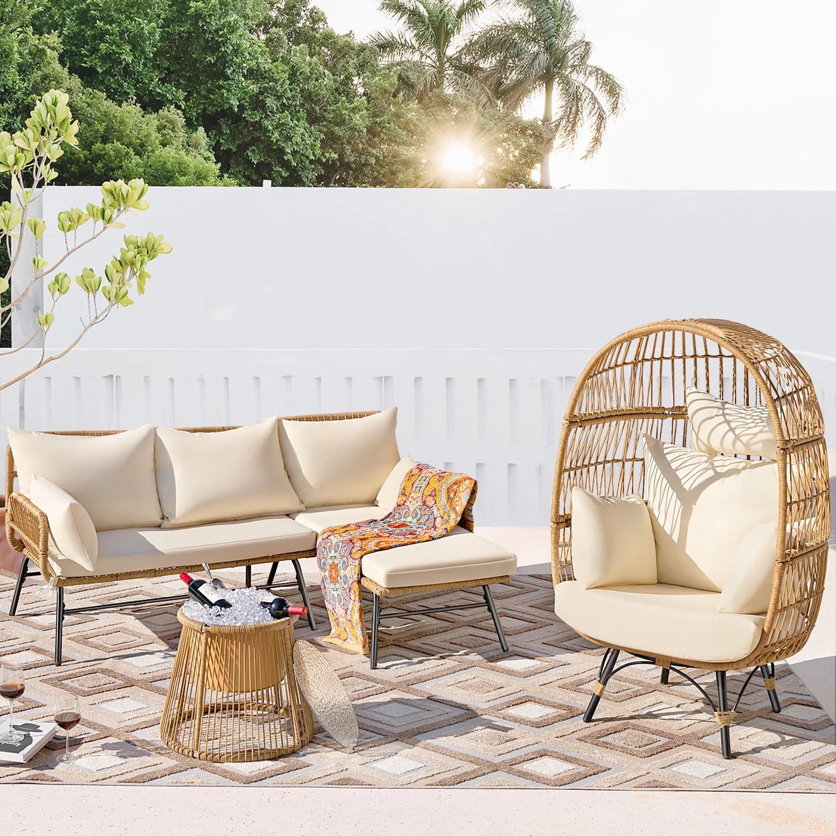 Beige Wicker Outdoor Sectional Sofa G1410