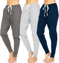 3 Pack Women's 100% Cotton Jersey Lounge Pajama Jogger Pants X3869