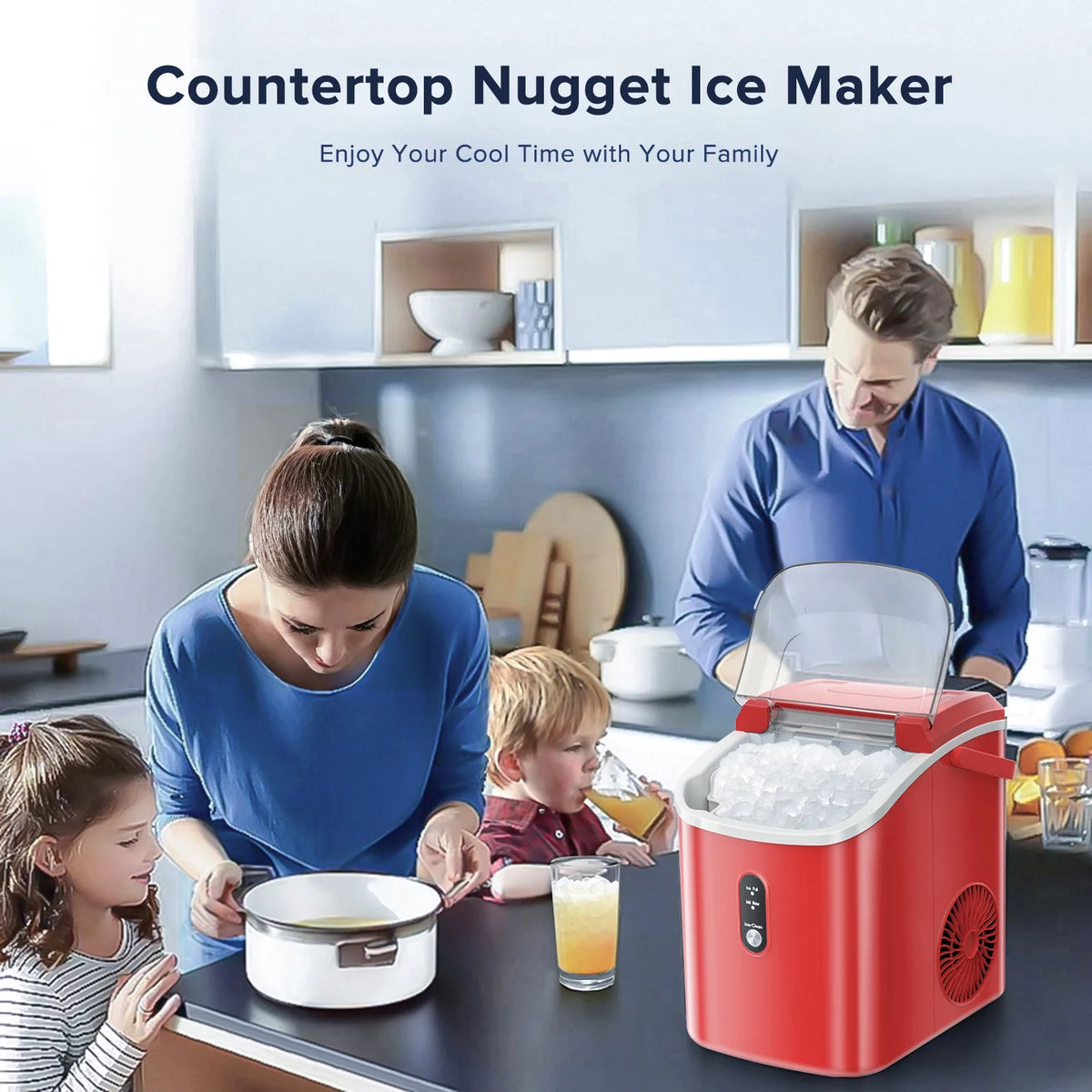 Portable Countertop Nugget Ice Maker with Self-Cleaning I7103