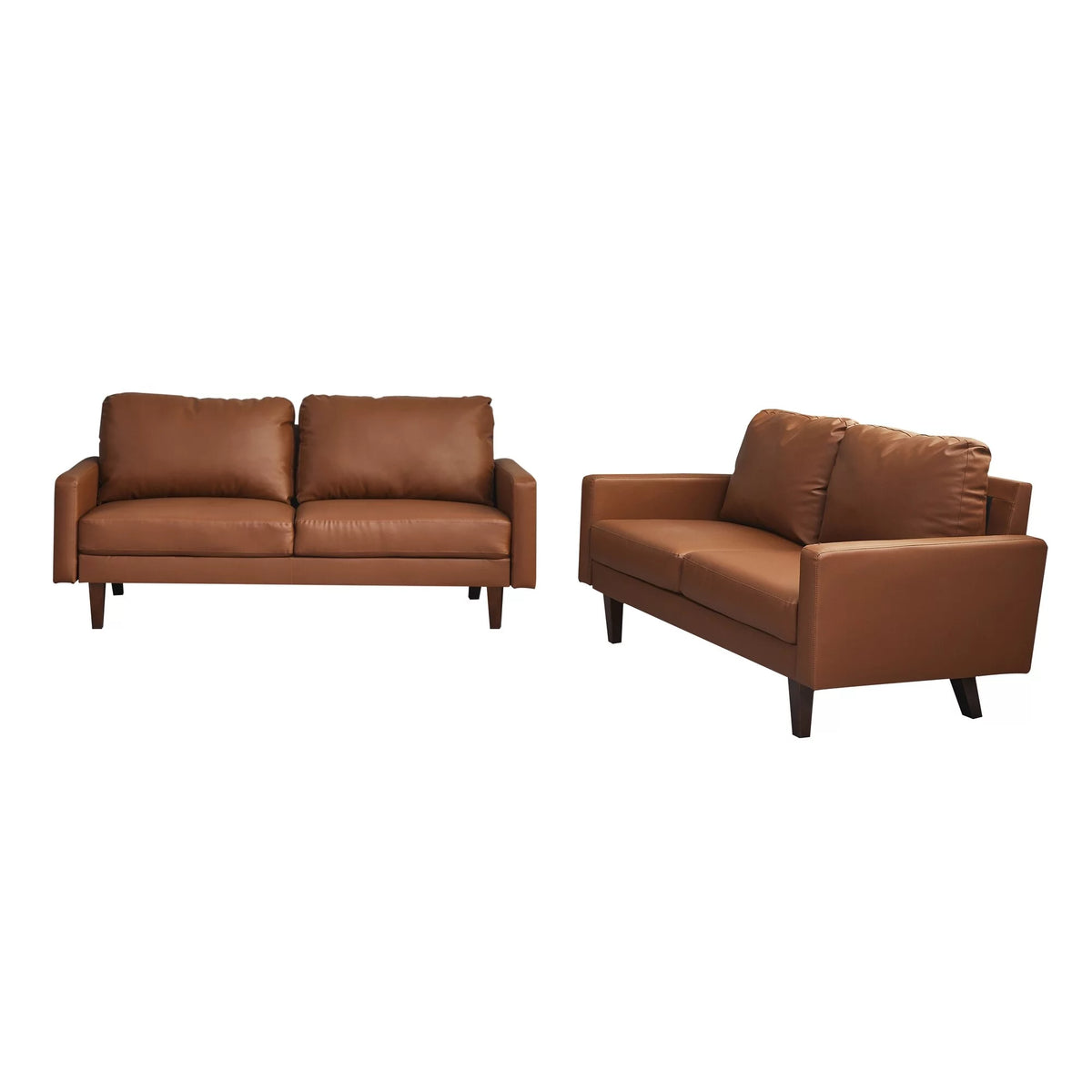 Black 2 Piece Faux Leather Loveseat and Sofa Y804