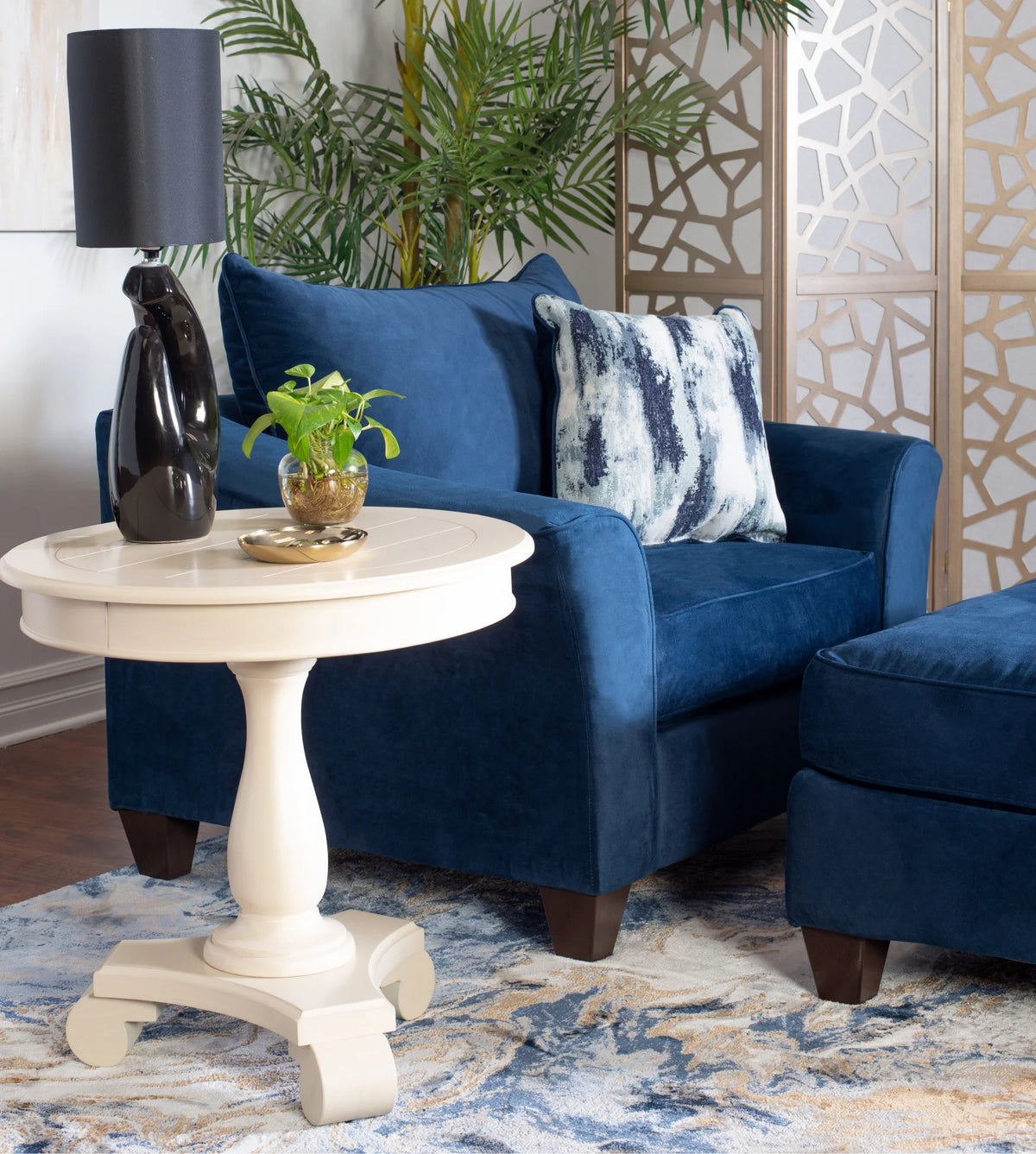 Navy Blue 4-Piece Fabric Sofa Set N277022