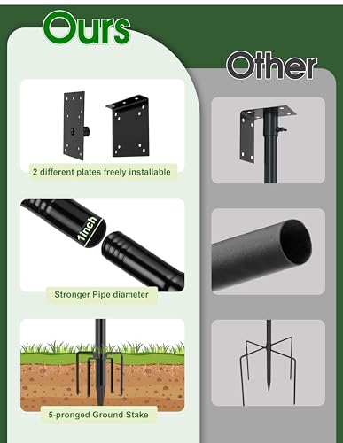 109 Inch Metal Bird Feeder Pole with 5-Prong Base O63666