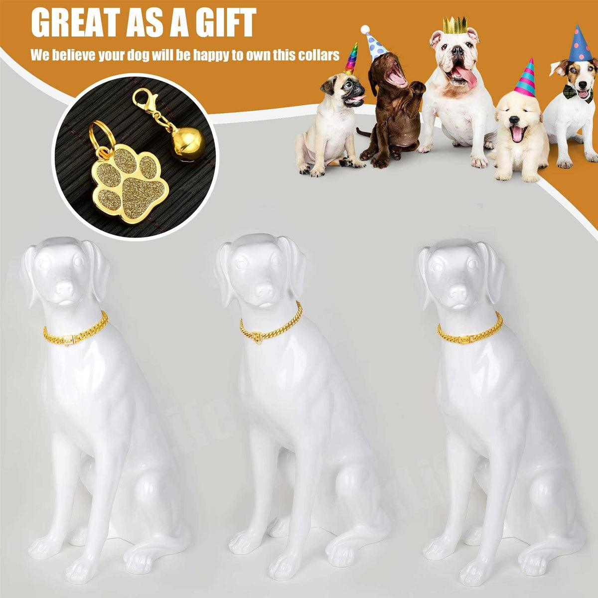 Gold Cuban Link Dog Collar D7320