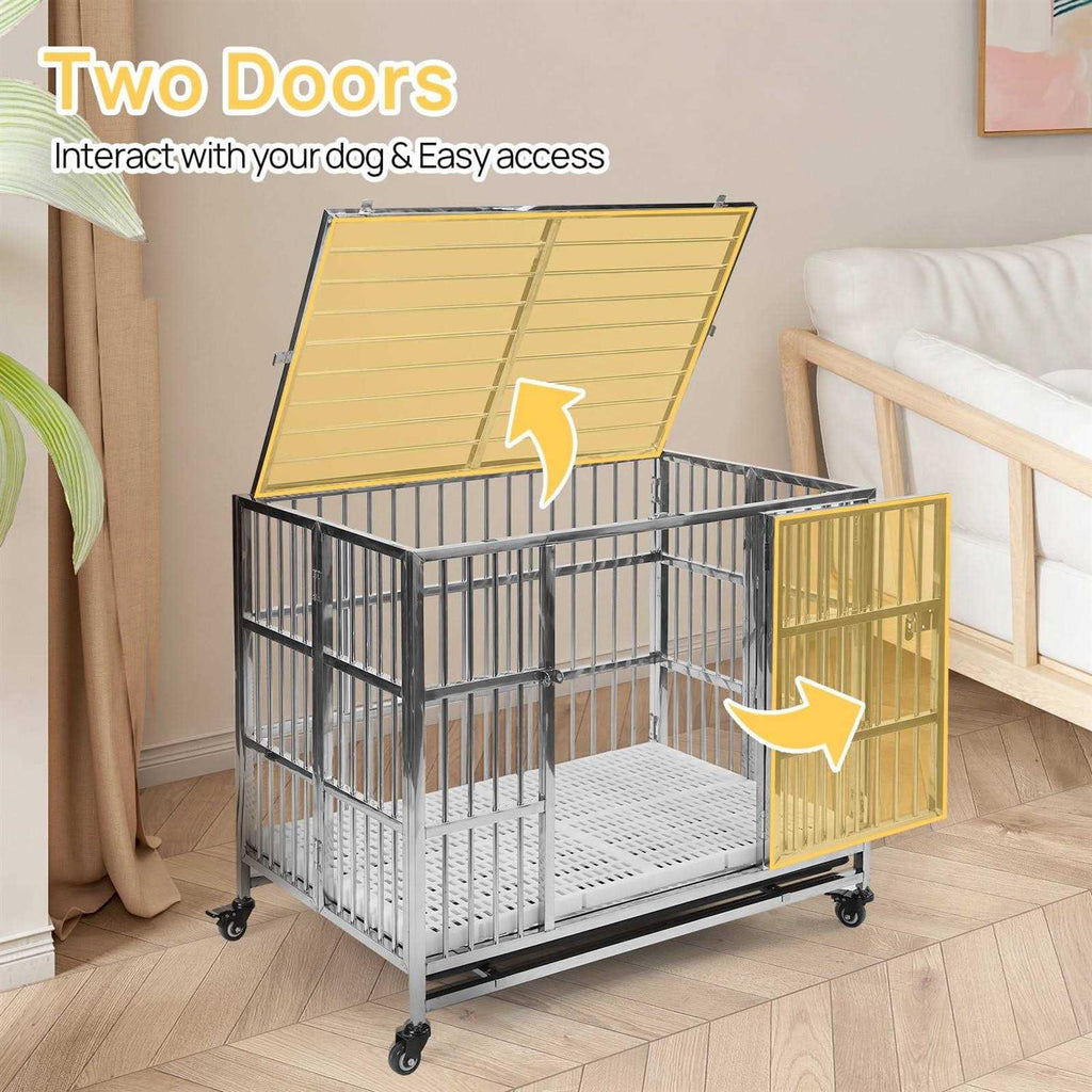 38 Heavy Duty Stainless Steel Dog Cage Kennel Crate and Playpen with Double Doors Z168