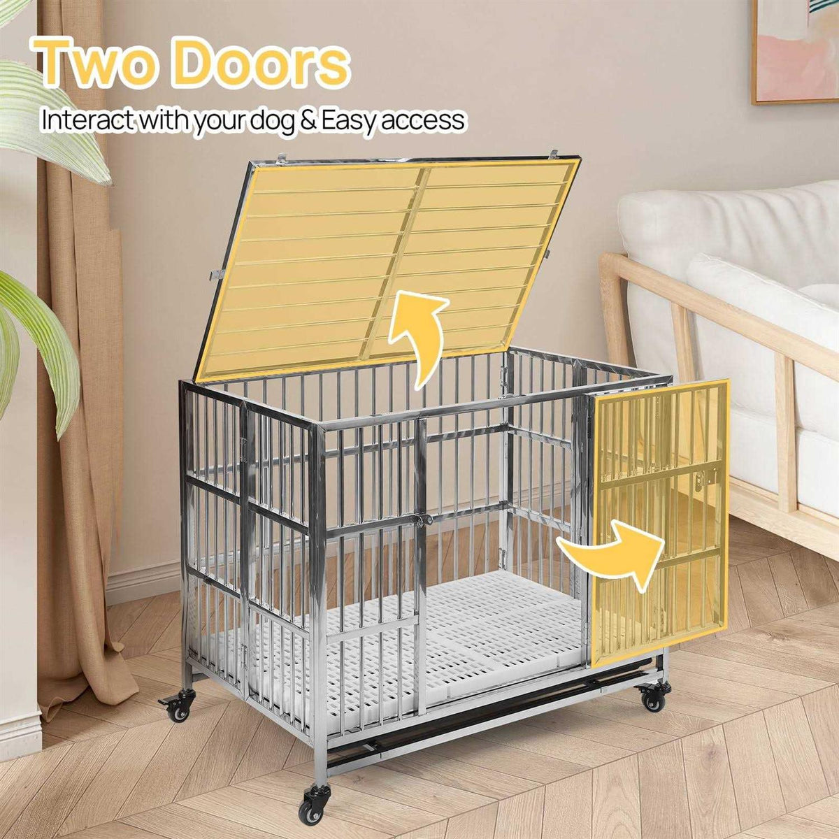 38 Heavy Duty Stainless Steel Dog Cage Kennel Crate and Playpen with Double Doors Z168
