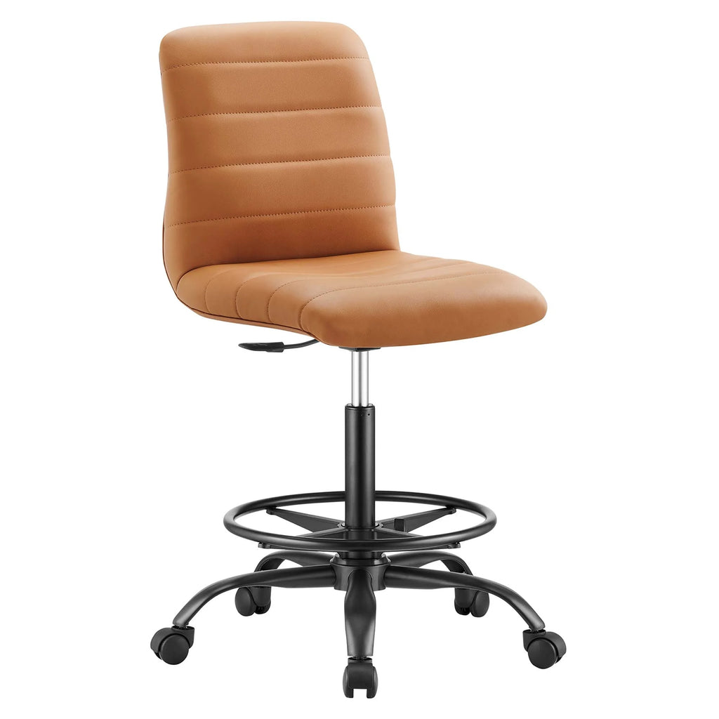 Black Tan Vegan Leather Drafting Chair J74286