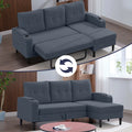 Dark Grey L-Shape Sleeper Sofa with Storage Armrest R769618