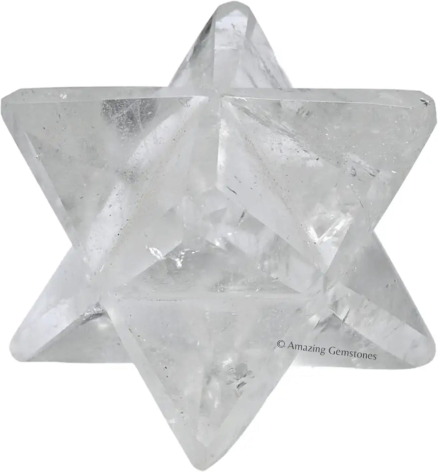 Clear Quartz Merkaba Crystal 2.5" 3D Metatrons Cube F341