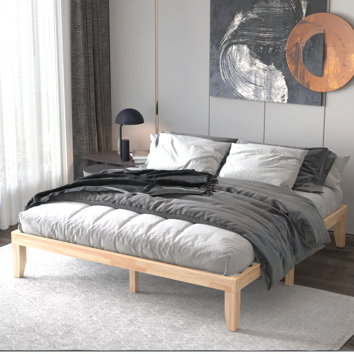King Size 14'' Wooden Bed Frame Espresso X5561