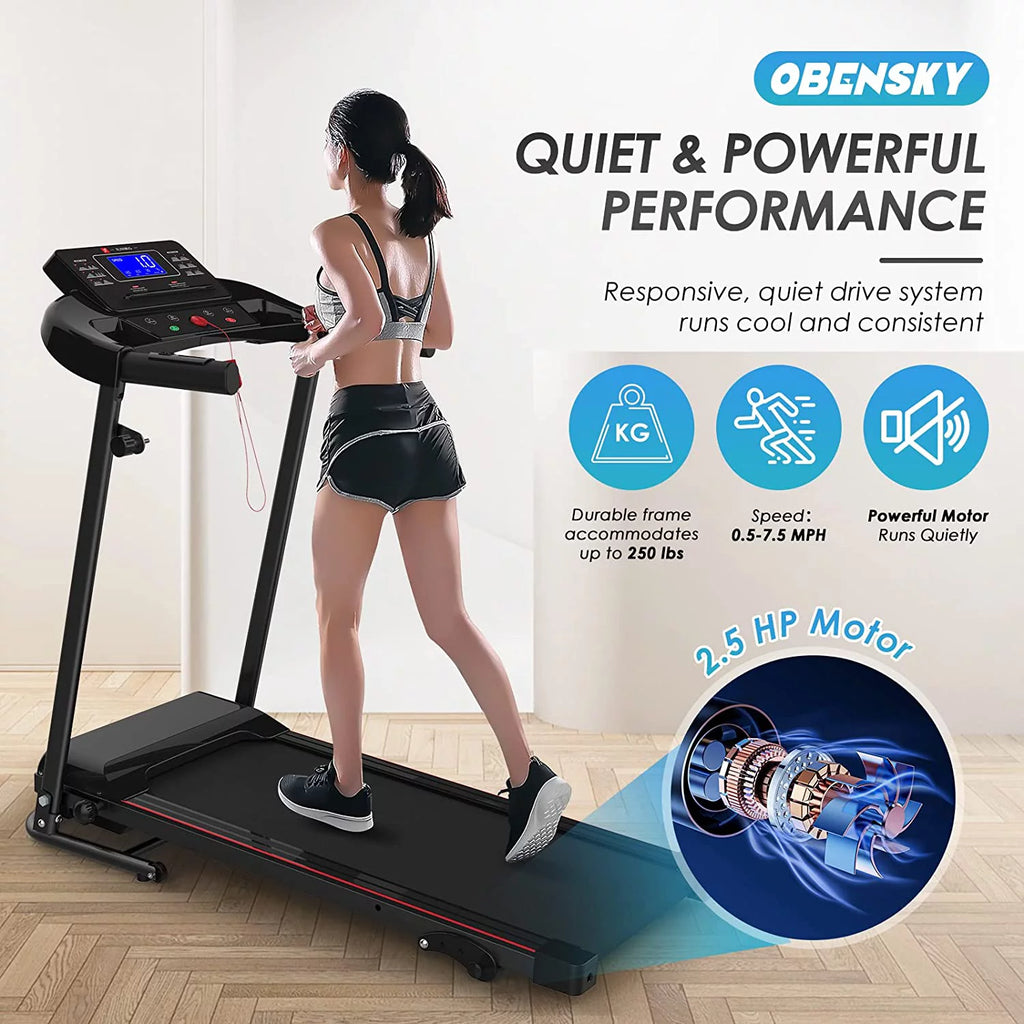 Folding Incline Treadmill with Smart LCD Display, 265lbs, 2.5HP Electric Treadmill G7402