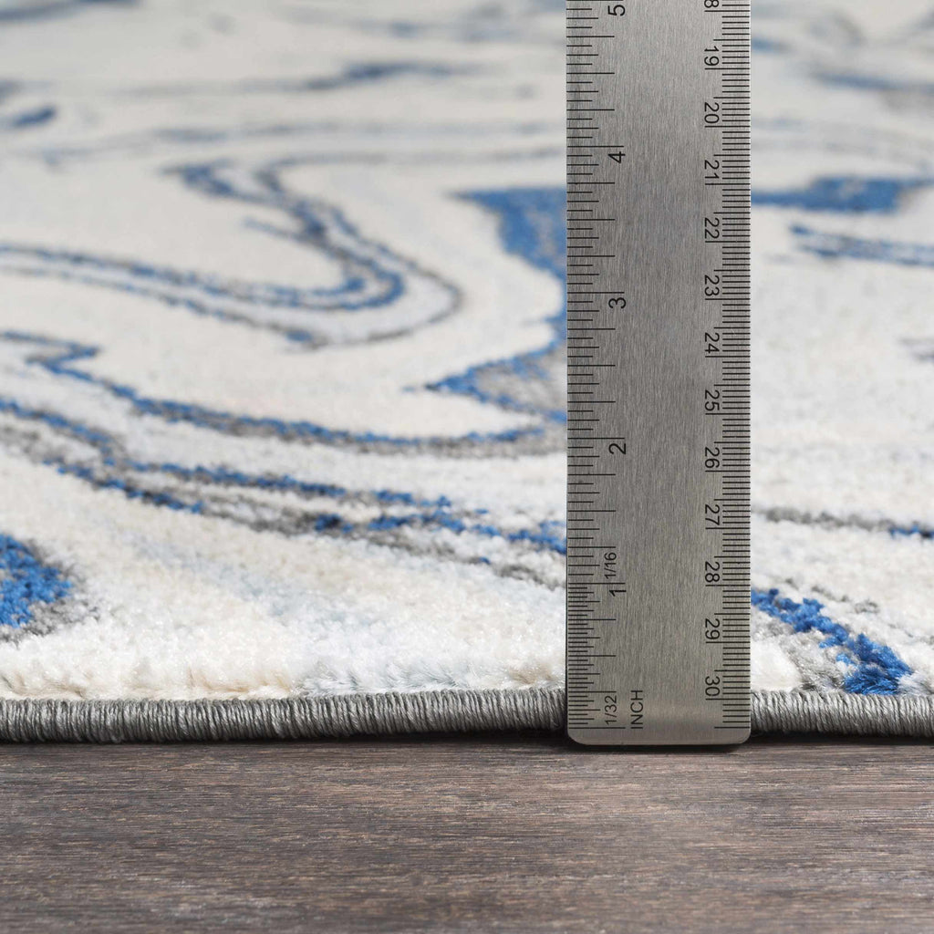 Abstract Coastal Marble Swirl Pattern Area Rug 8'10" x 12' Z20803