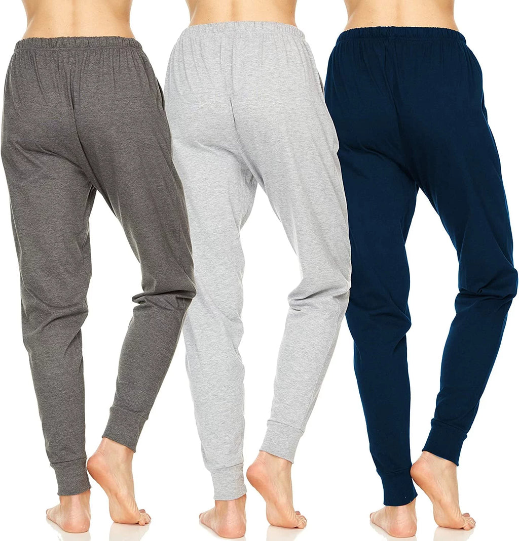 3 Pack Women's 100% Cotton Jersey Lounge Pajama Jogger Pants X3869