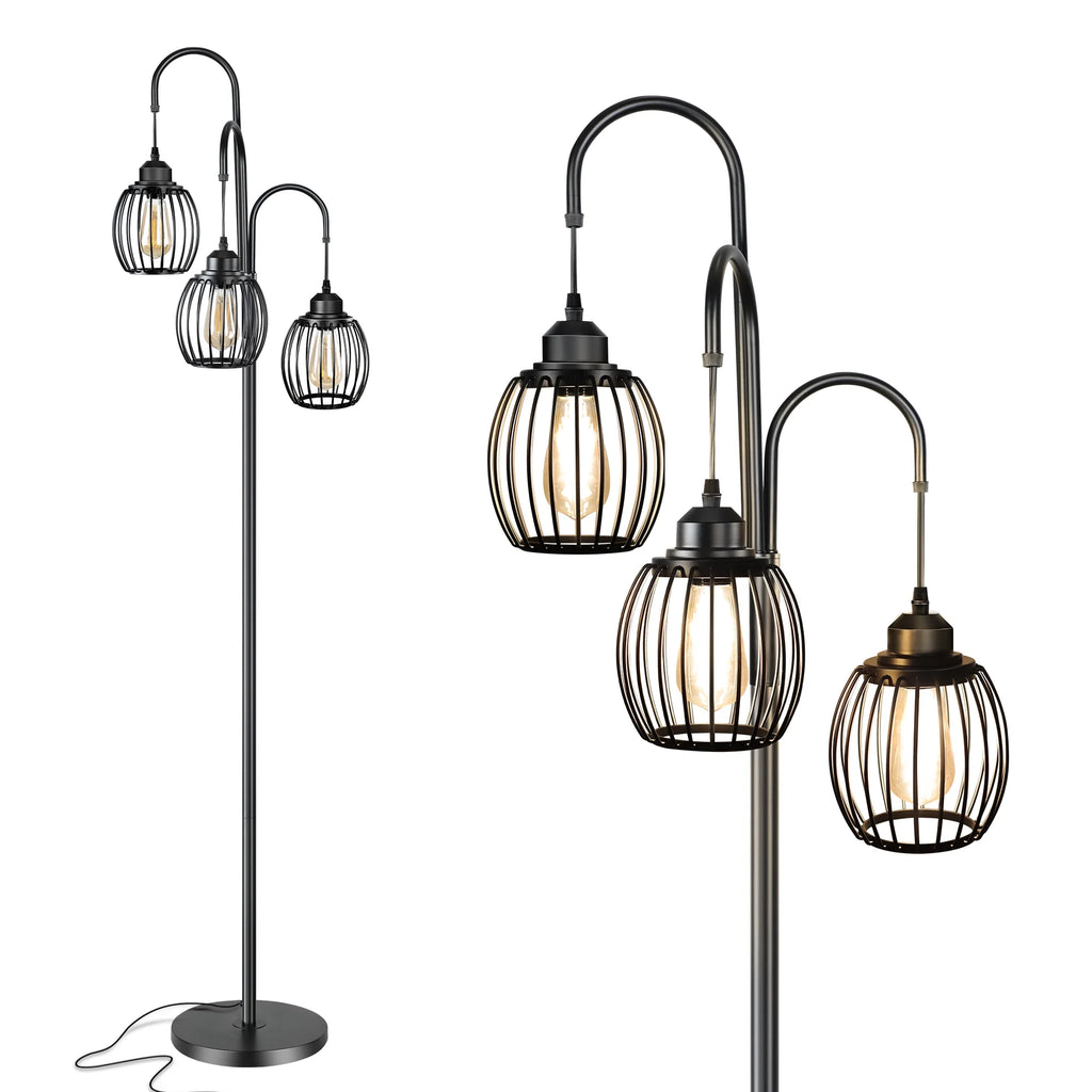69'' Dimmable 3 Light Black Floor Lamp I930