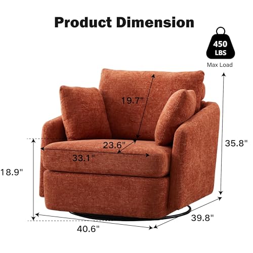 Oversized Swivel Accent Chair with Ottoman, Corduroy, Gray D72676