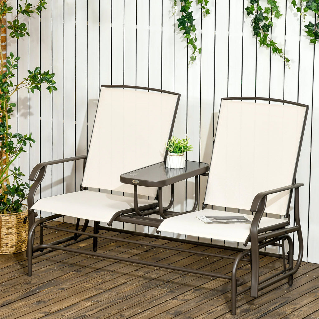 Gray Outdoor Glider Bench with Center Table H8095