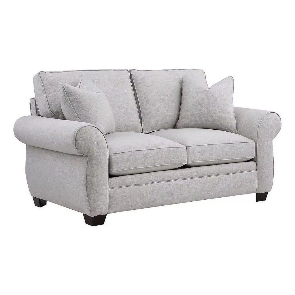 Cream Fabric Loveseat with Rolled Arms U8694