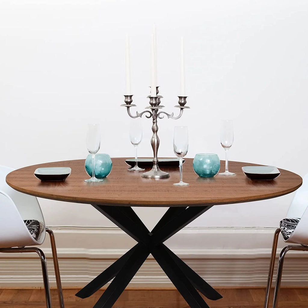 Mid-Century Modern Round Dining Table for 4-6 D406
