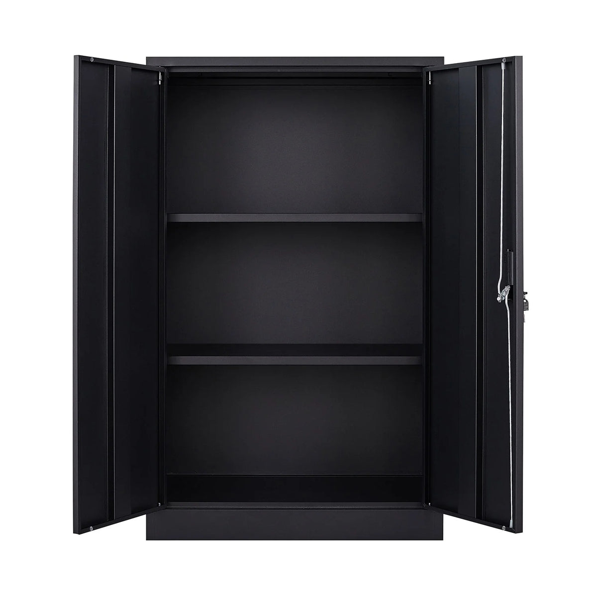Black Lockable Foldable Steel Storage Cabinet with 2 Adjustable Shelves O4654