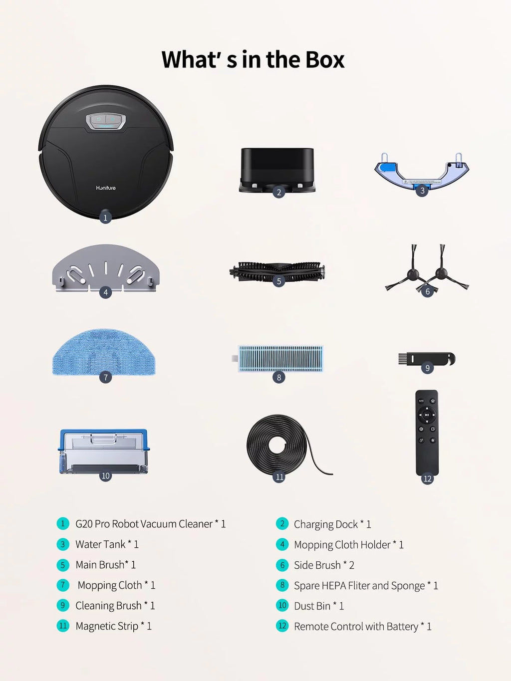 Robot Vacuum and Mop Combo 4500pa 180min Runtime L832425