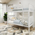 Wooden Twin over Twin Bunk Bed with Ladder White W815949