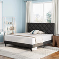 Queen Size Platform Bed with Wingback Headboard W79875