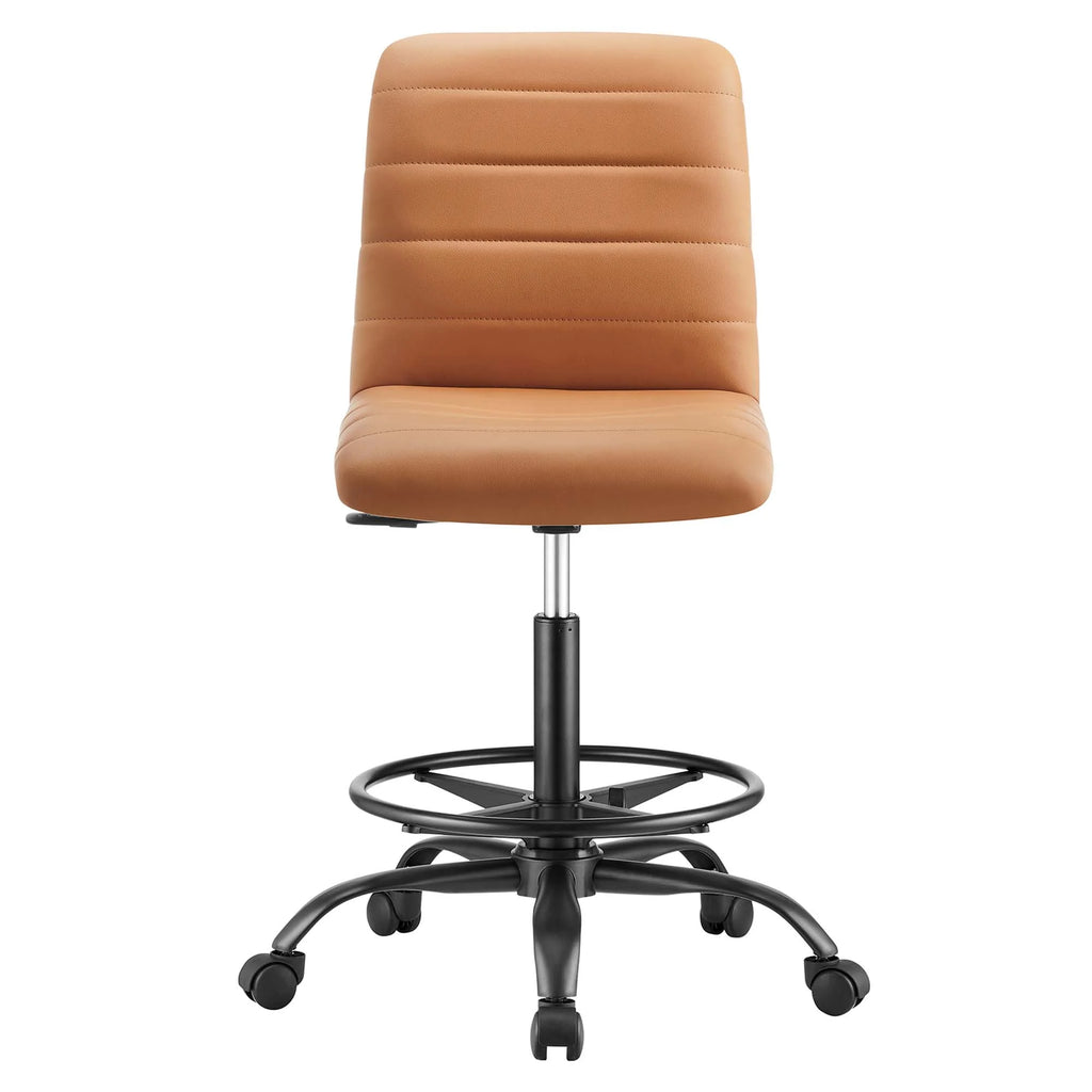 Black Tan Vegan Leather Drafting Chair J74286