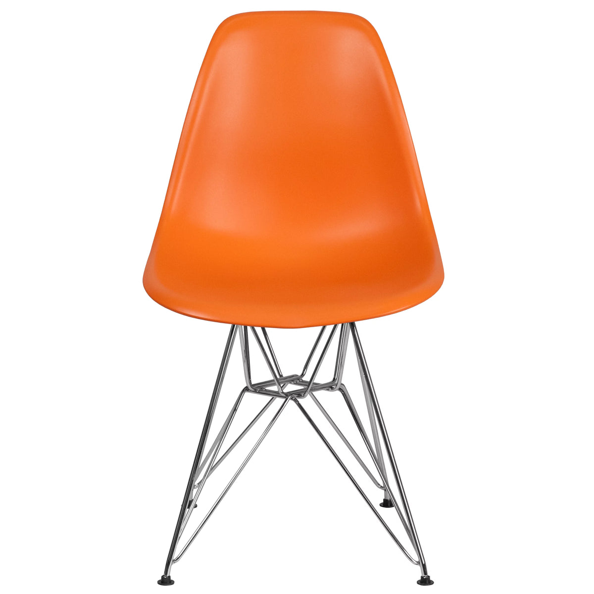 Orange Plastic Chair with Chrome Base E640