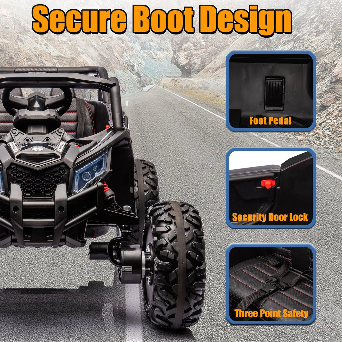 24V Ride On Truck Car with Parent Remote Control, Black B8528