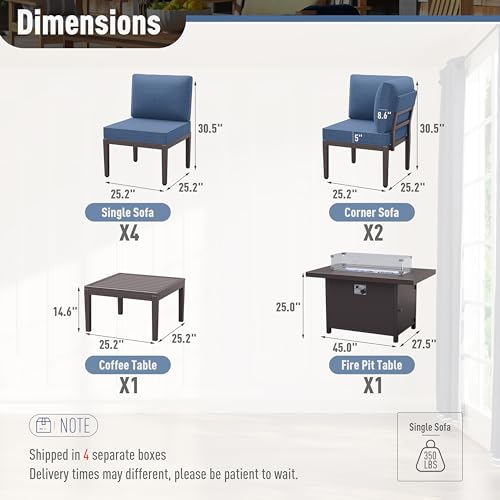 8 Pieces Metal Patio Furniture Set with Fire Pit Table V861633