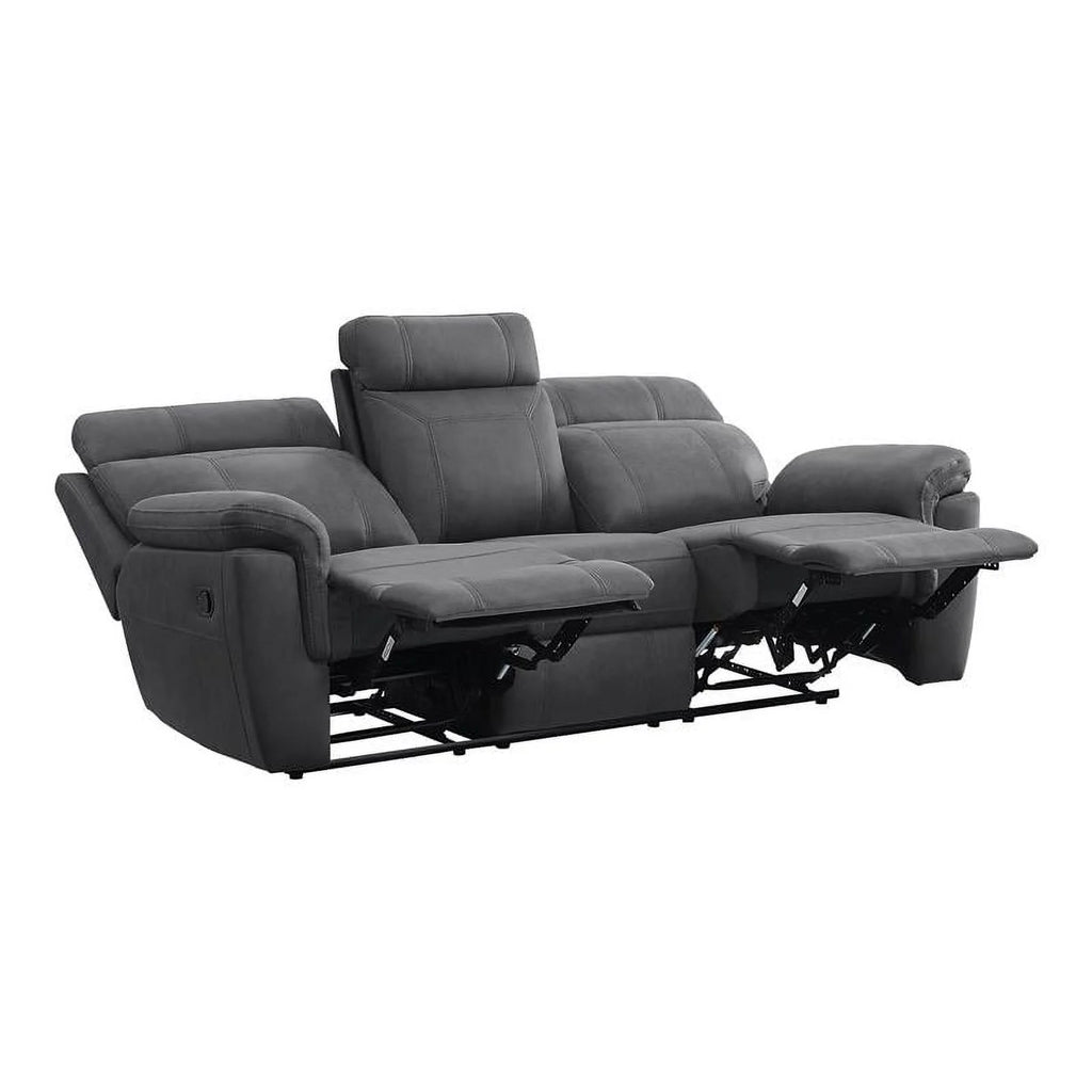 Microfiber Double Reclining Sofa with Cup Holders in Gray H934393