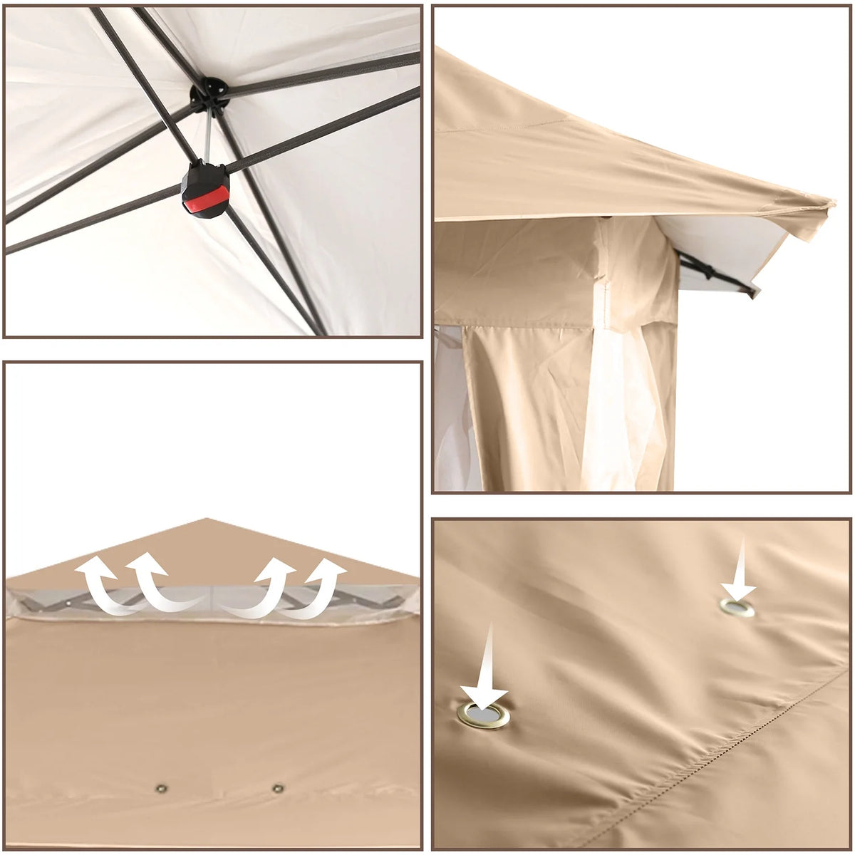 13'x13' Khaki Pop up Gazebo Canopy with Mosquito Netting B158095
