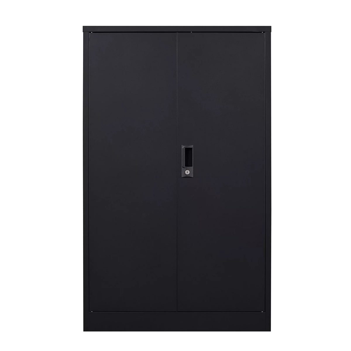 Black Lockable Foldable Steel Storage Cabinet with 2 Adjustable Shelves O4654